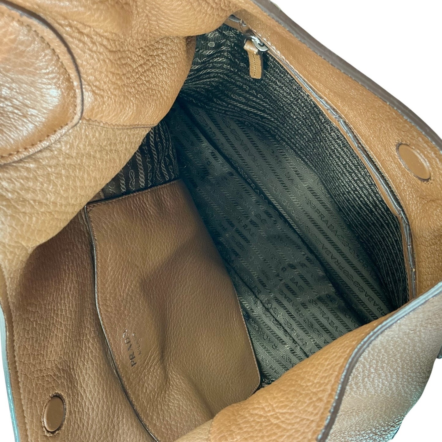 Prada Vitello Corsica Pocket Hobo Bag in Cannella Brown