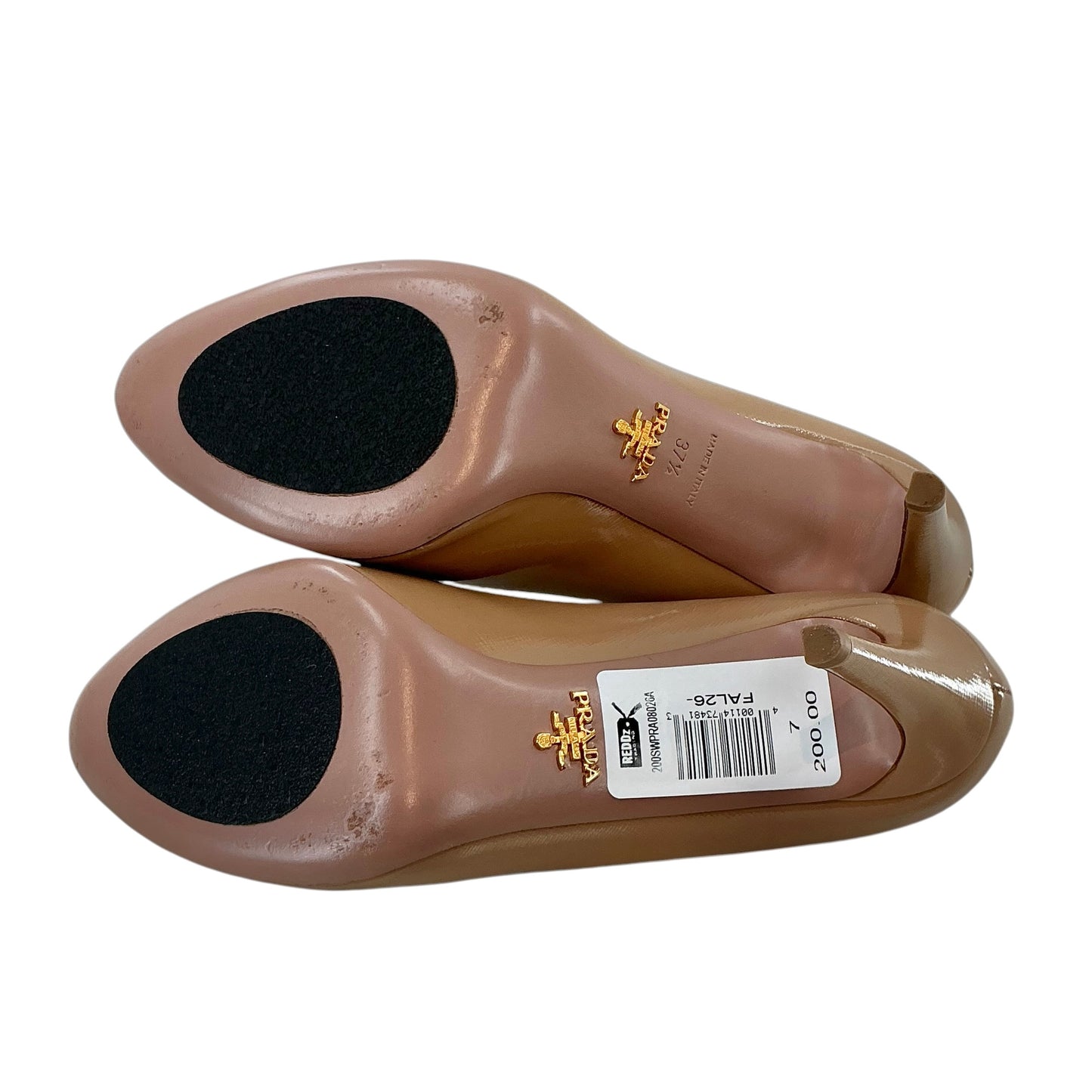 PRADA Vernice Nude Beige Patent Leather Round Toe Pumps Heels