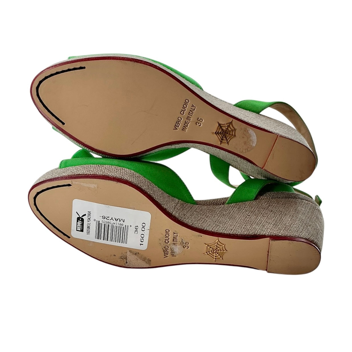 Charlotte Olympia Green Suede Serena Bow Wedge Sandals