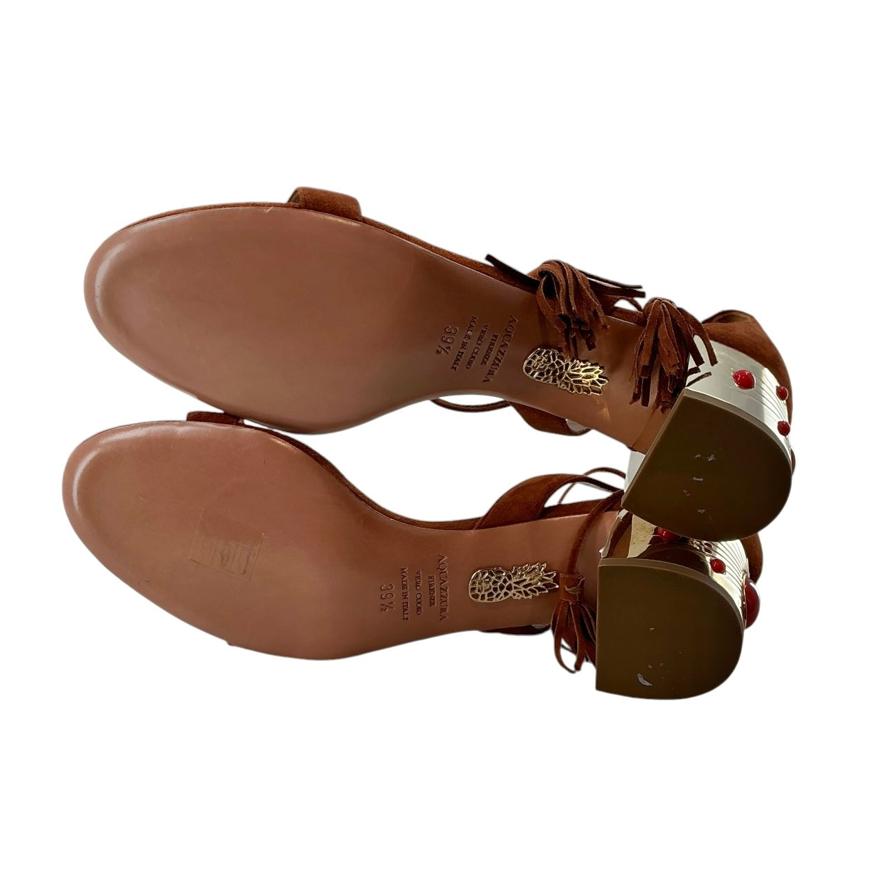 Aquazzura Brown Suede Ankle Strap Sandals