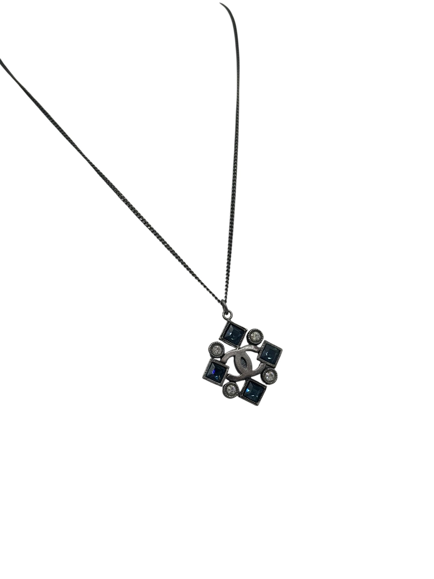 Chanel 2006 CC Blue Rhinestone Necklace