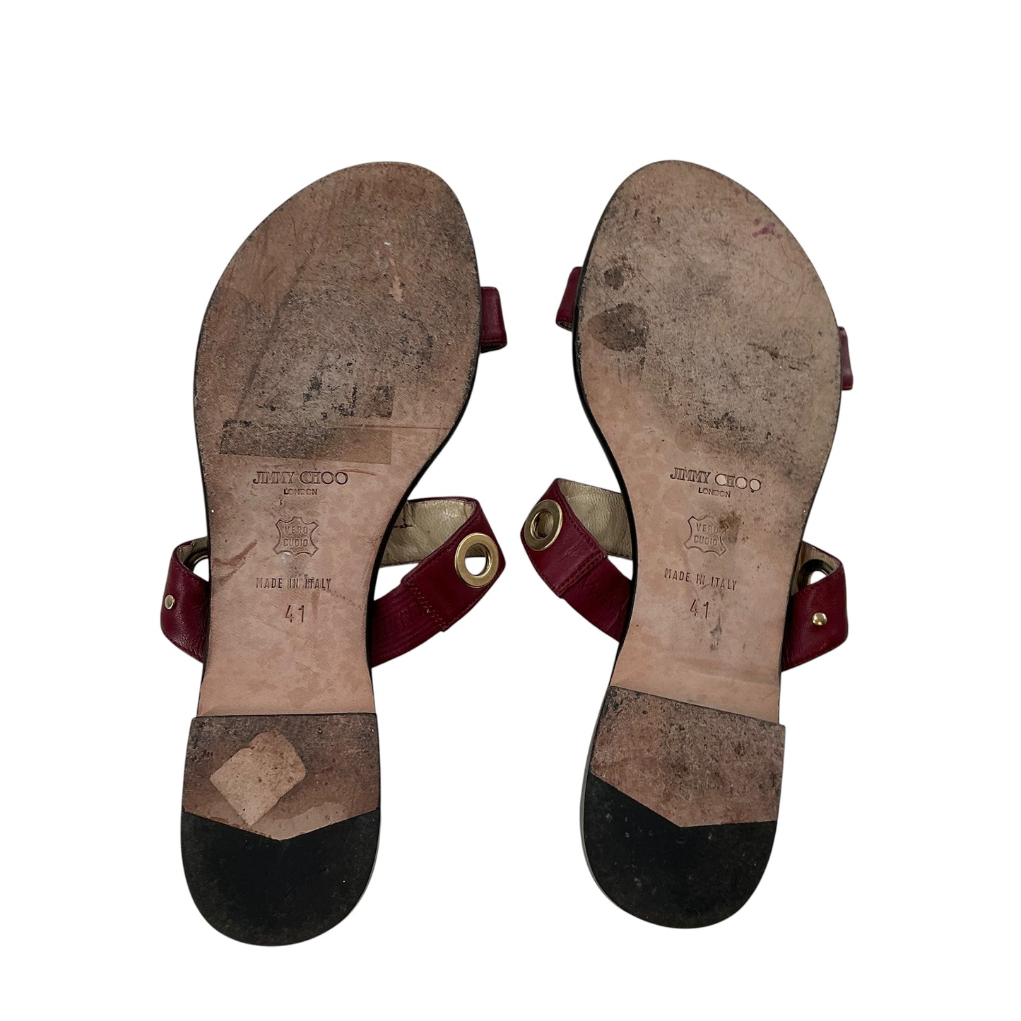 Jimmy Choo Rare Burgundy Watersnake KAT Flat Sandals