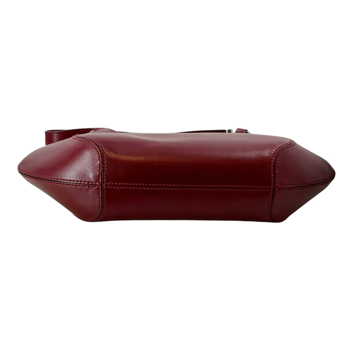 FERRAGAMO Burgundy Smooth Leather Crescent Hobo Shoulder Bag