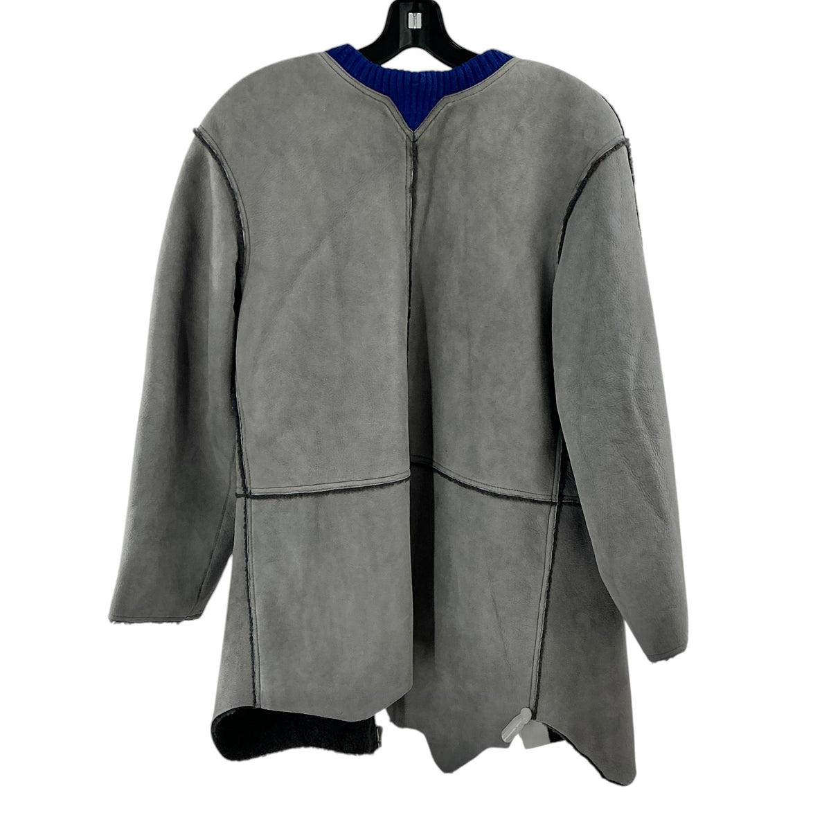 Alexander Wang Gray Faux Suede Neon Zip Shearling Coat