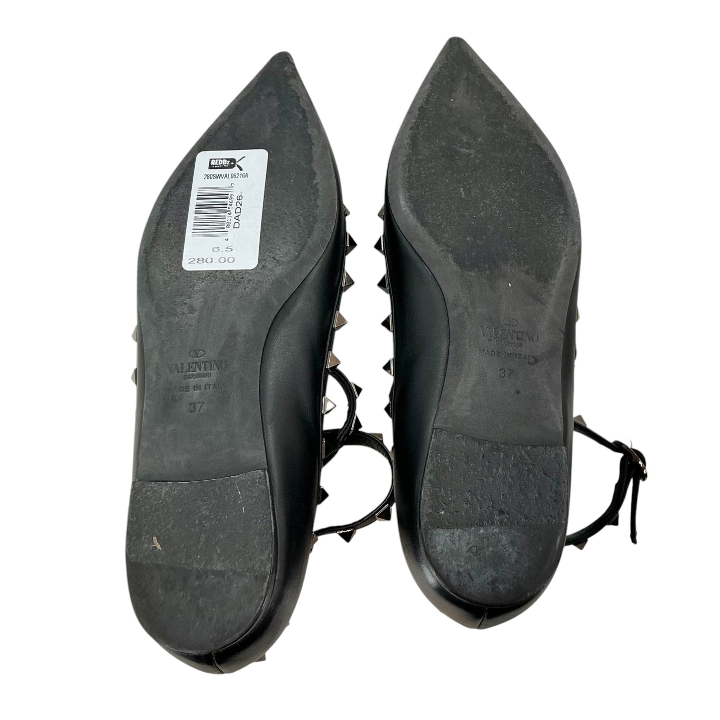 Valentino Garavani Rockstud Black Caged Leather Ballet Flats