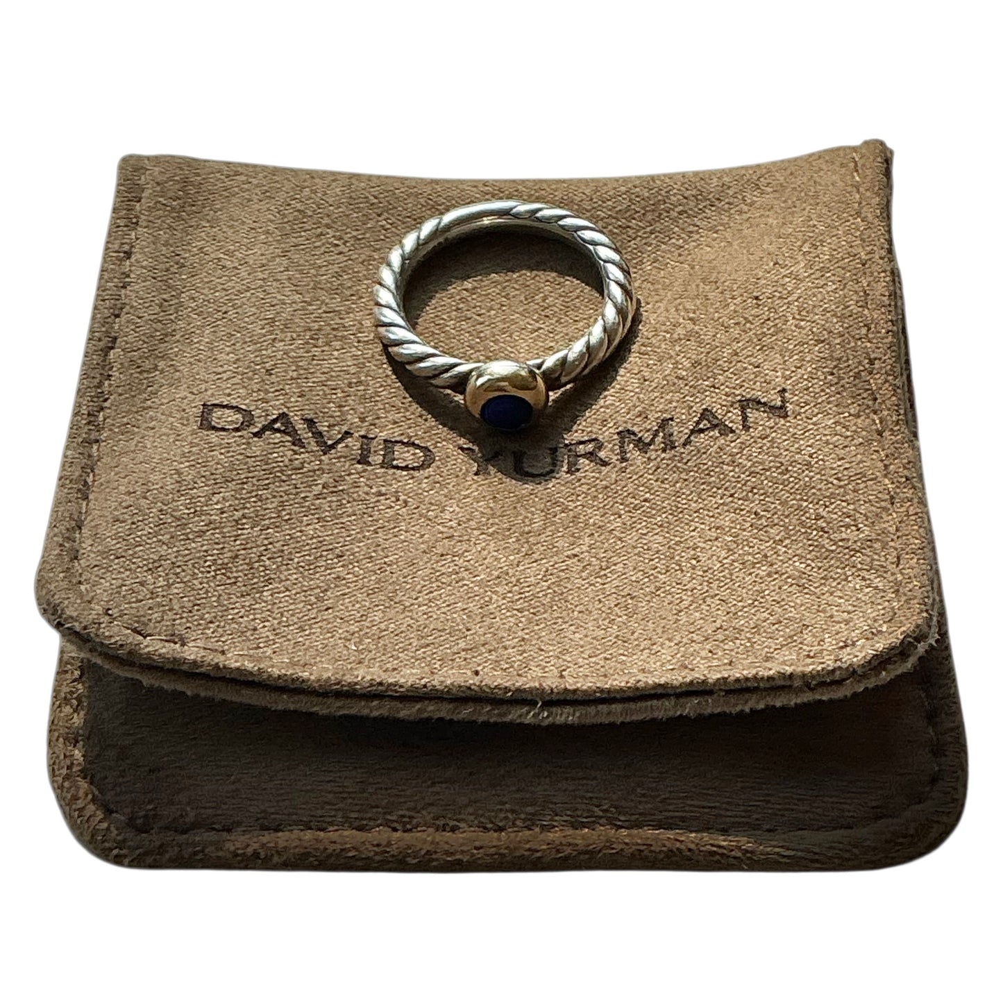 David Yurman Petite Cable Lapis Lazuli Ring in Sterling Silver & 14K Gold