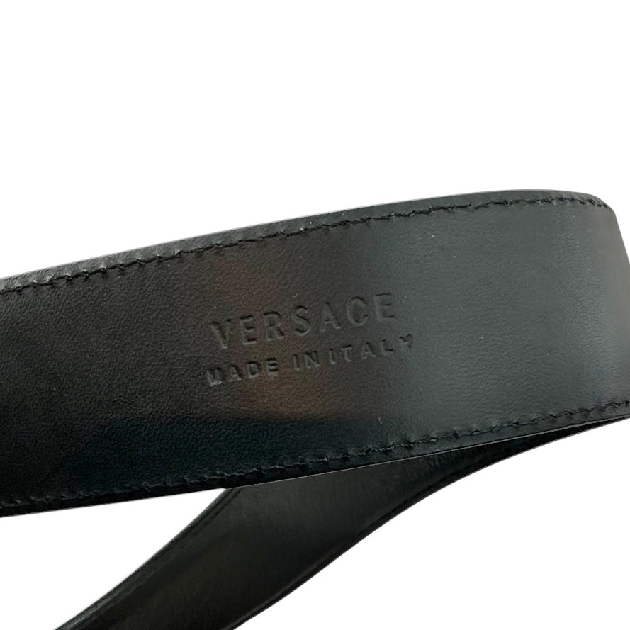 Versace Black Leather Medusa Buckle Belt
