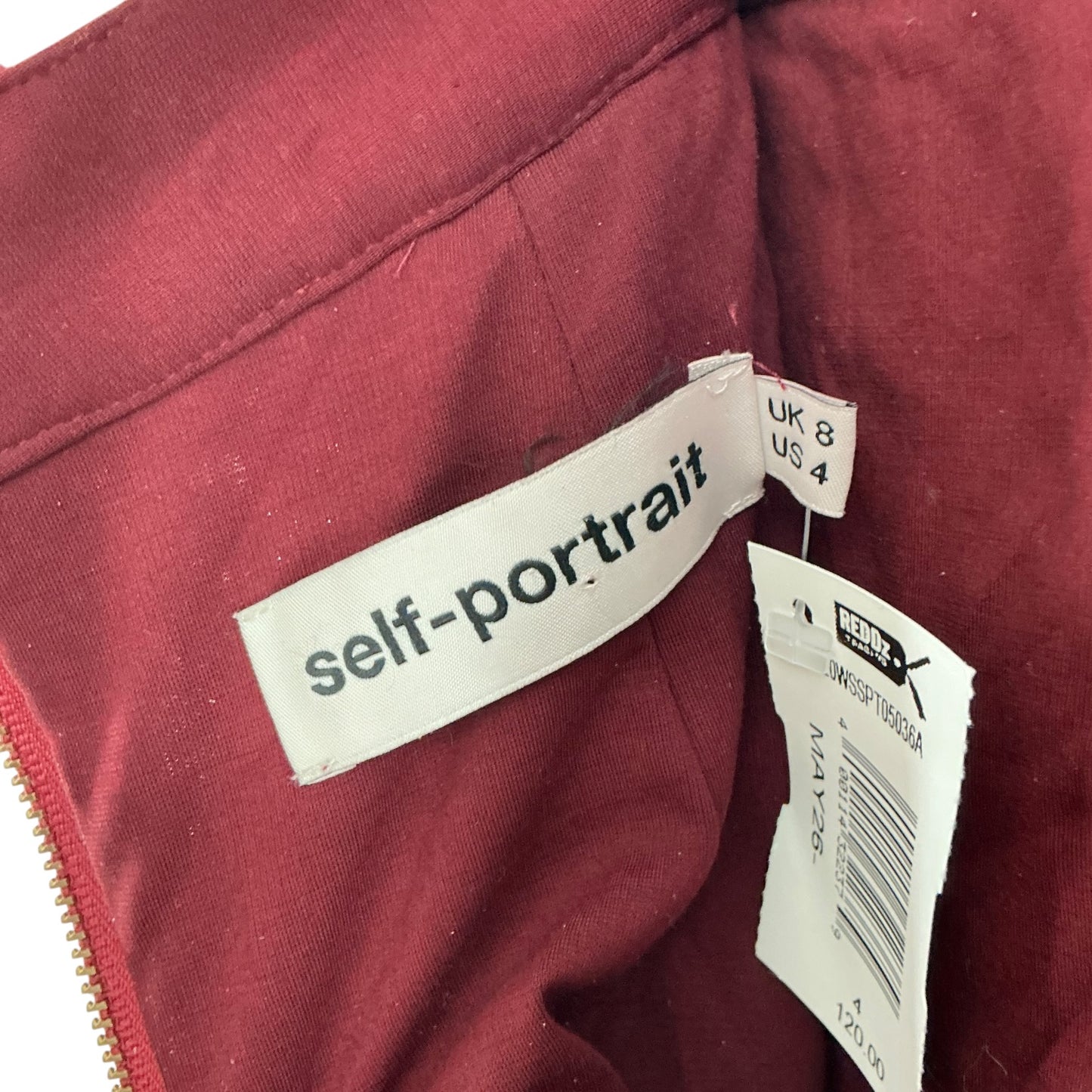 Self-Portrait Burgundy Lace Tiered Ruffle Mini Skirt