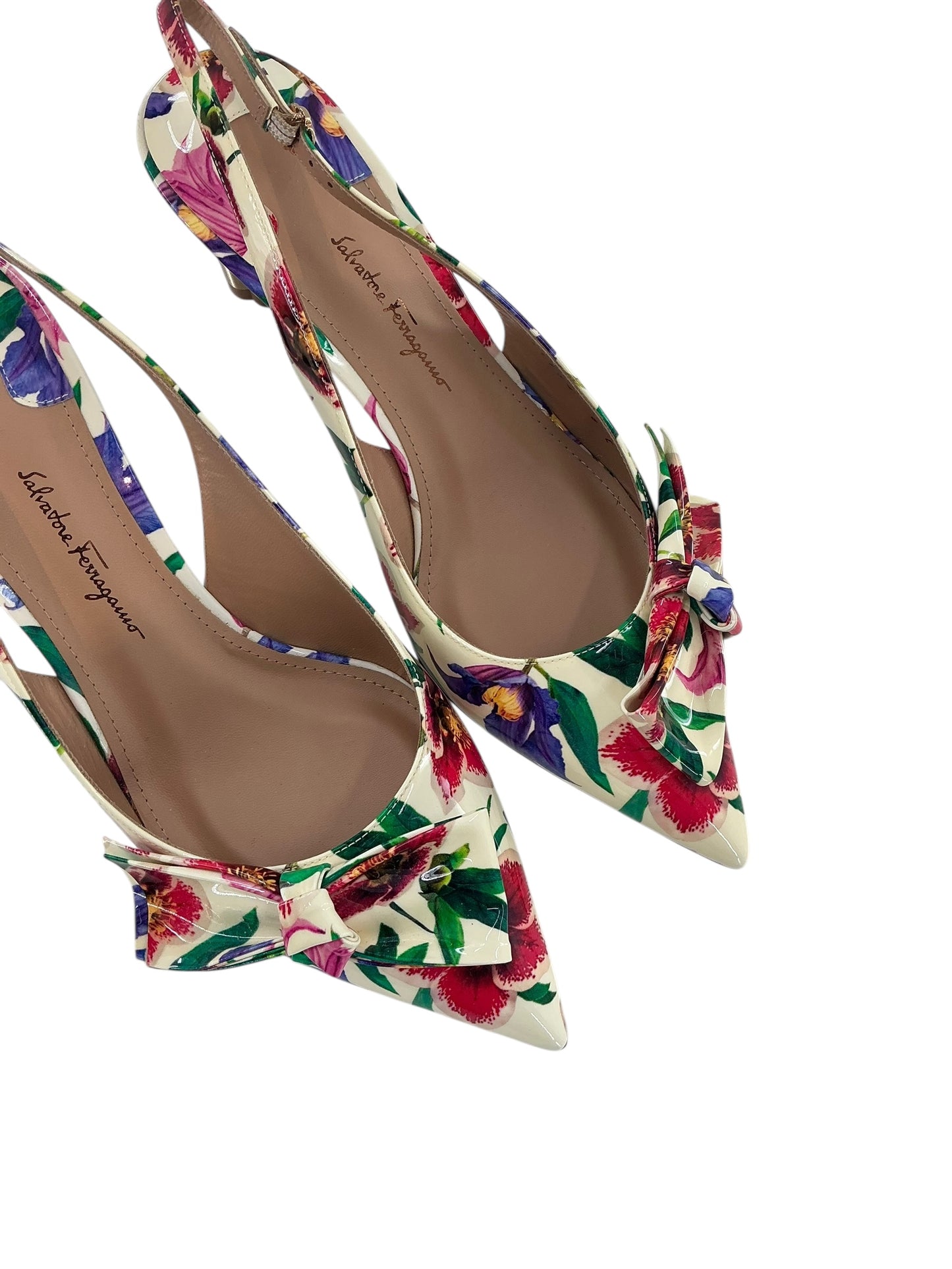 Salvatore Ferragamo Peep Toe Kitten Pumps