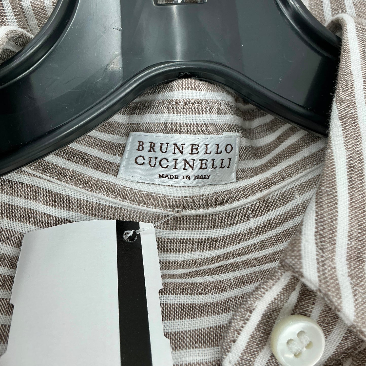 Brunello Cucinelli Striped Linen Button Down Shirt