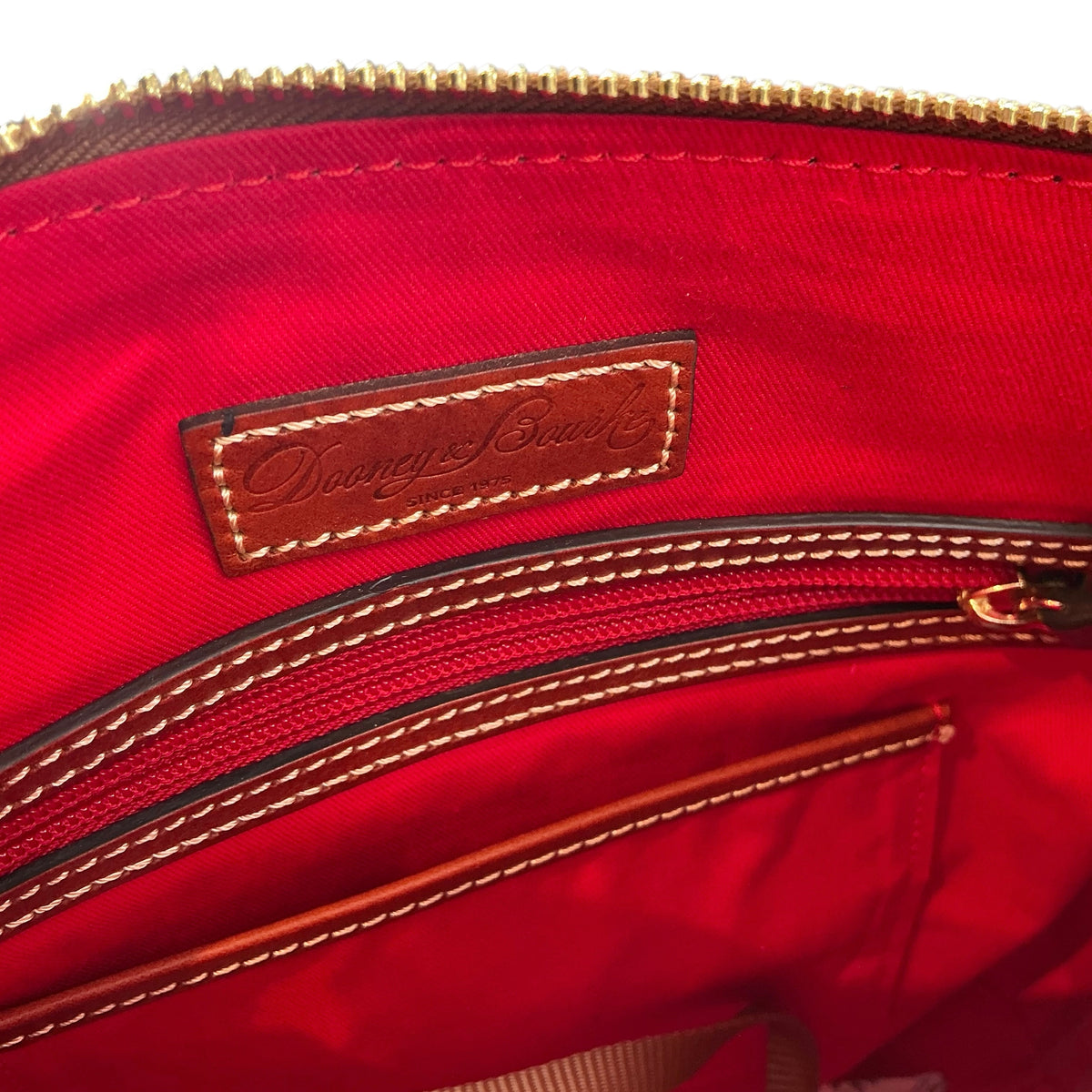 Dooney & Bourke Suede Large Crossbody Bag in Navy Blue & British Tan