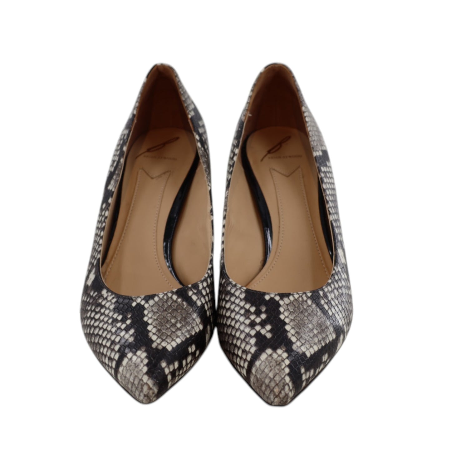 Brian Atwood Faux Snakeskin Chunky Heels