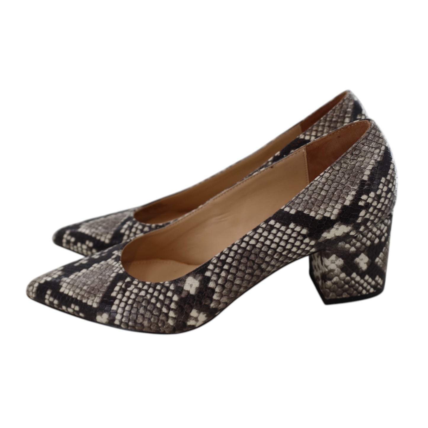 Brian Atwood Faux Snakeskin Chunky Heels