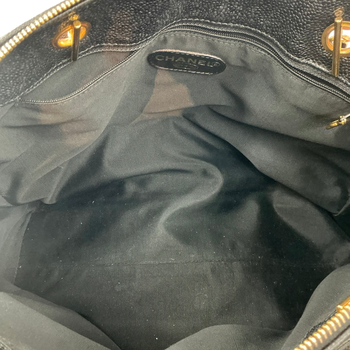 Chanel Vintage Timeless CC Large Bowler Shopping Tote Bag Black Caviar GHW