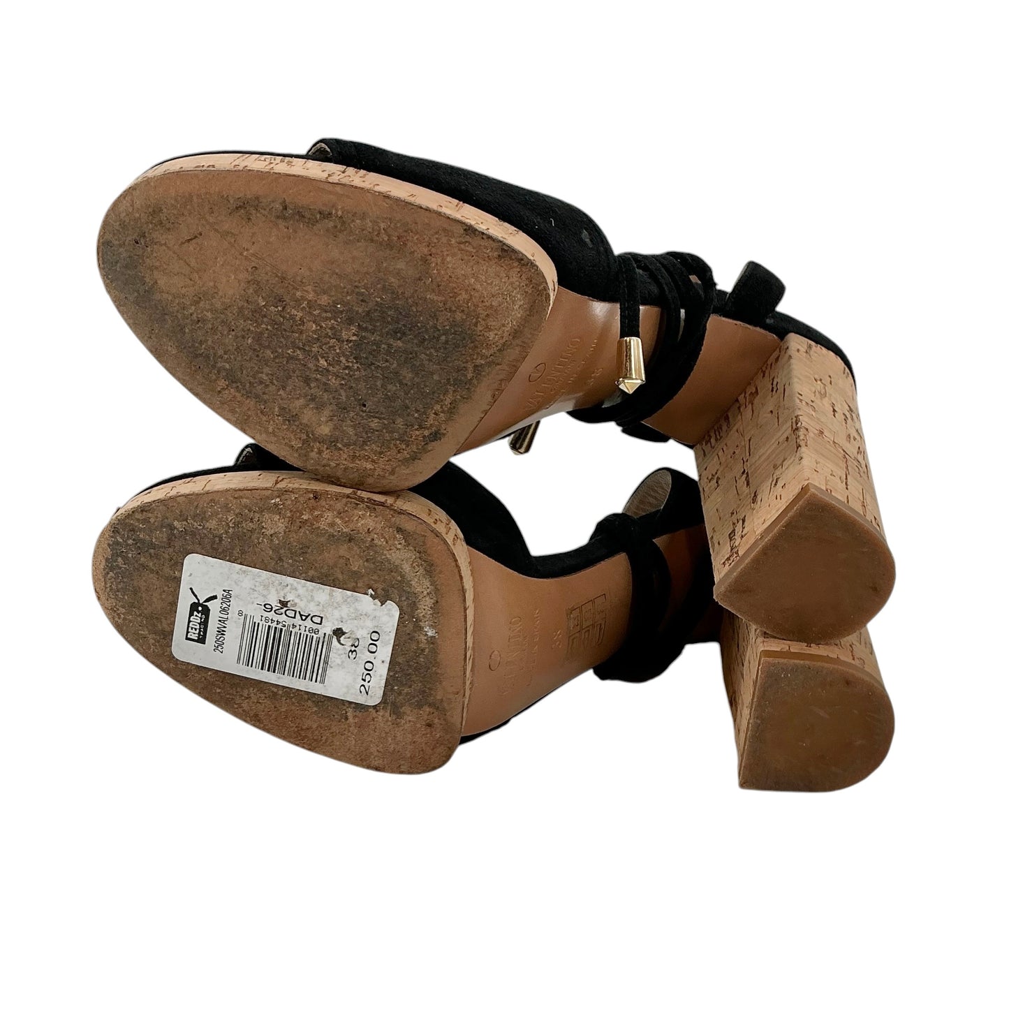 Valentino Garavani Black Suede Cork Platform Sandals