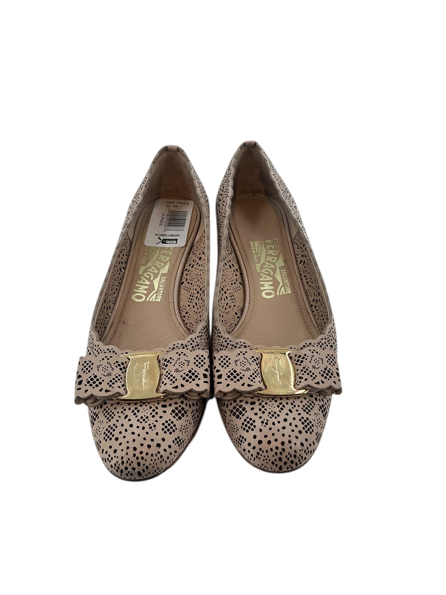 Salvatore Ferragamo Vera Bow Perforated Ballet Flats