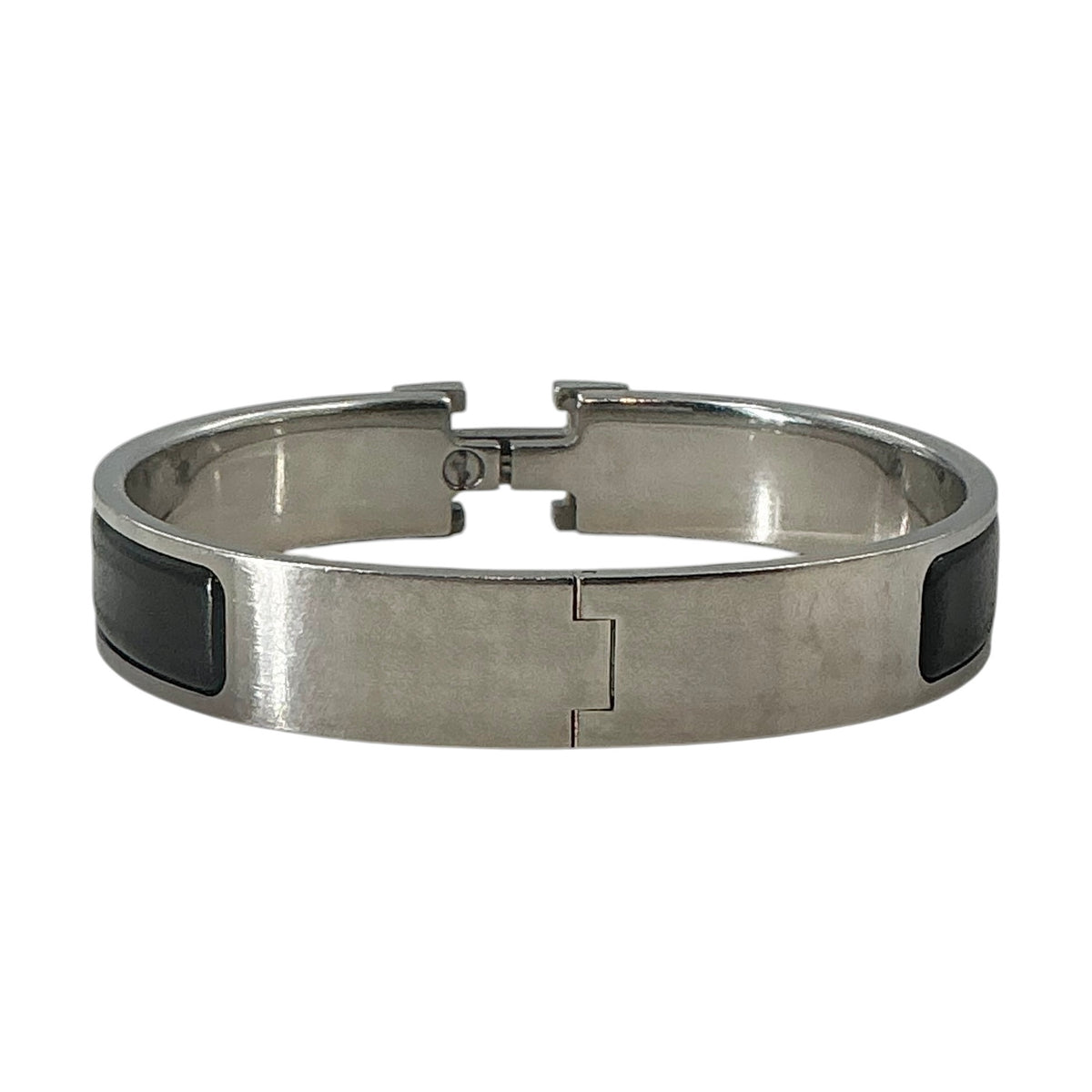 Hermès Clic H Bracelet Black Enamel Silver Palladium Hardware Bangle