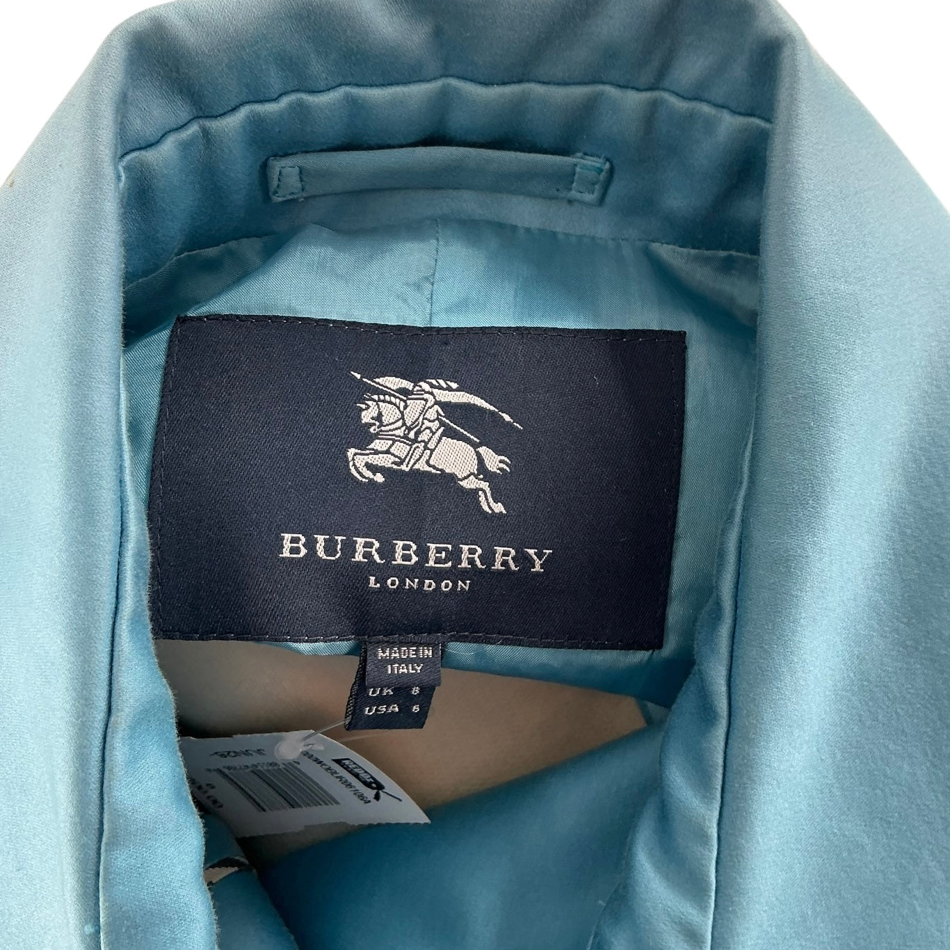 Burberry Blue Single-Breasted Trench Coat