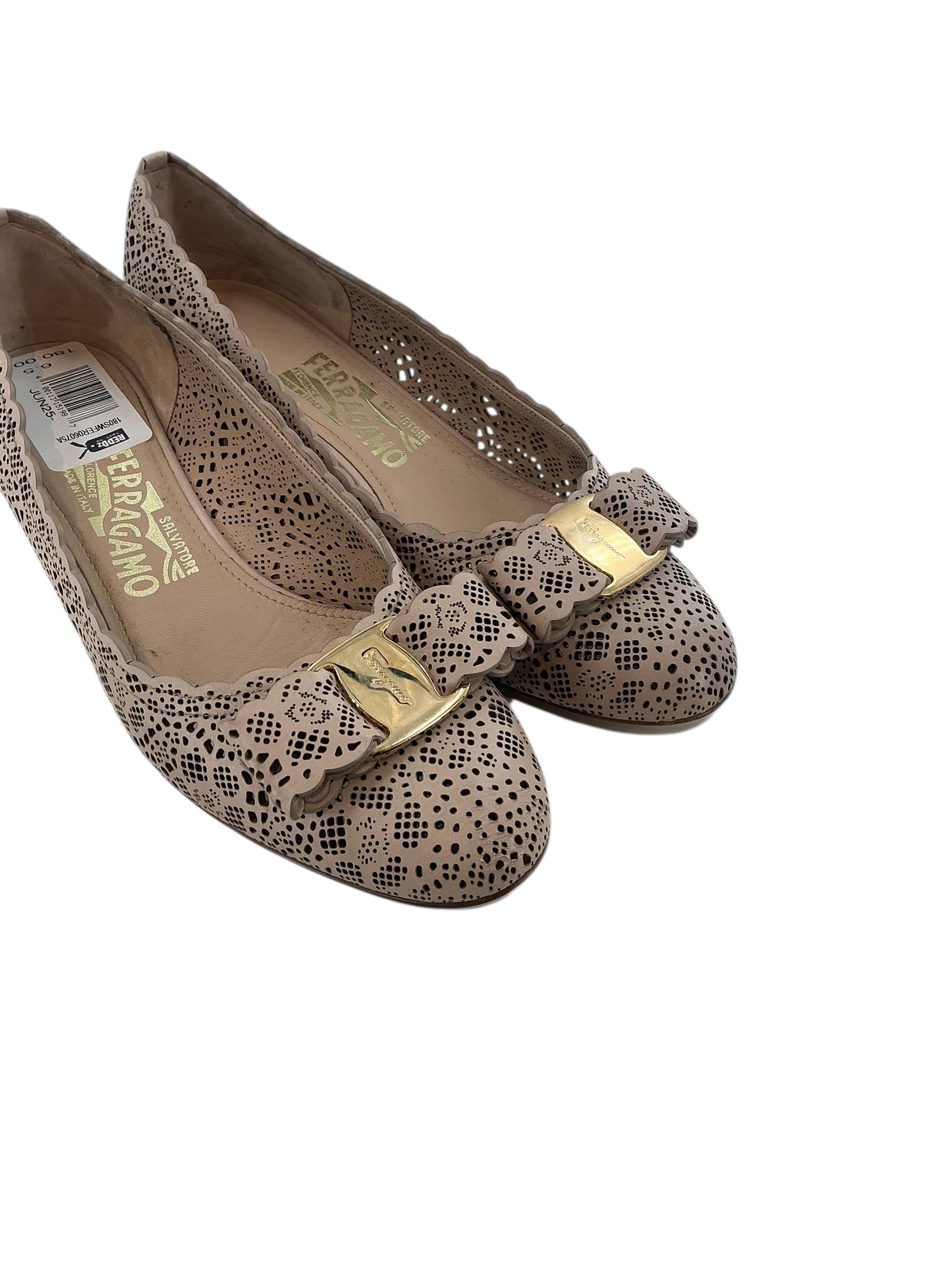 Salvatore Ferragamo Vera Bow Perforated Ballet Flats
