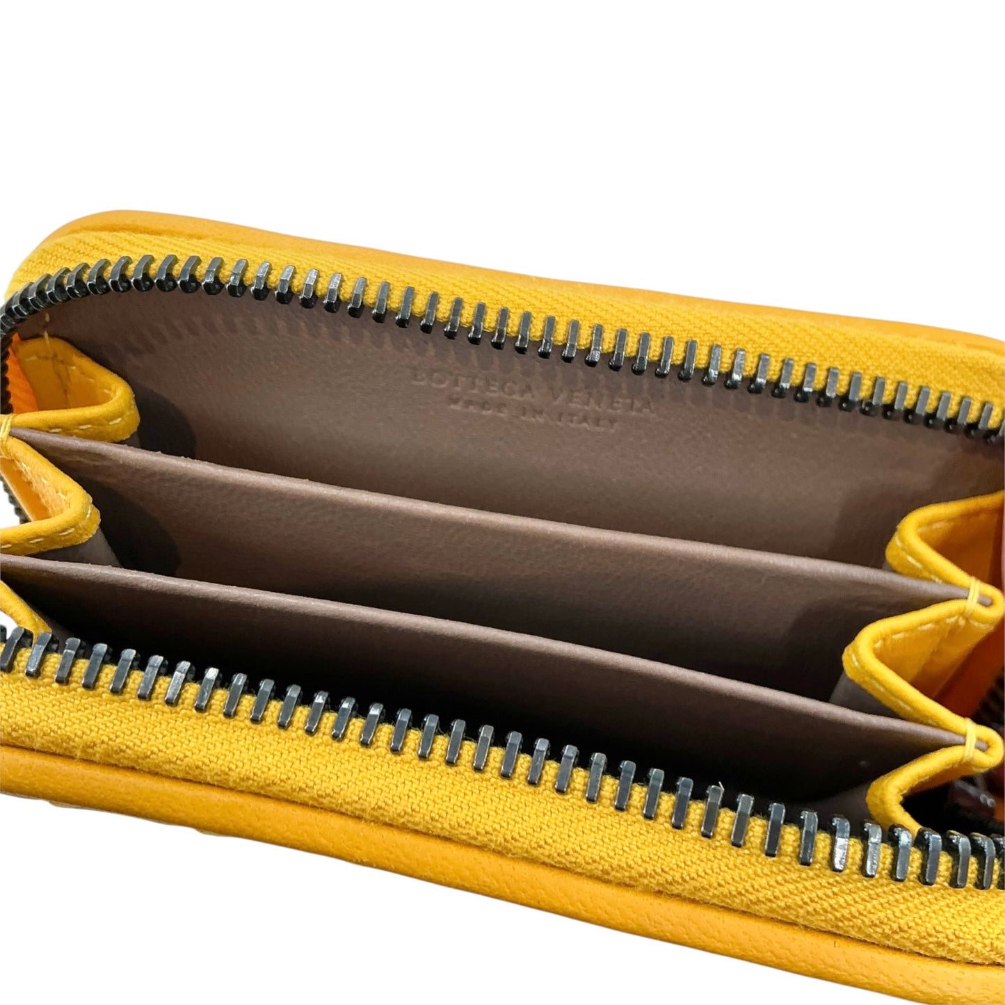 Bottega Veneta Yellow Intrecciato Nappa Leather Zip-Around Coin Purse / Small Wallet