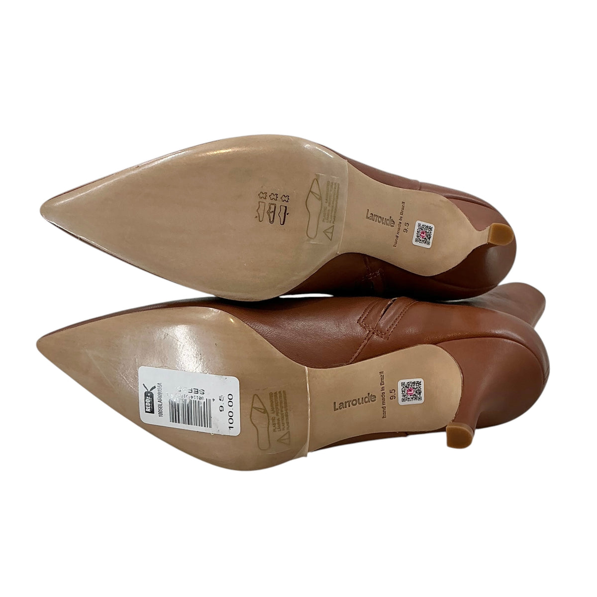 Larroude Tan Leather Mini Kate Pointed Toe Stiletto Boots
