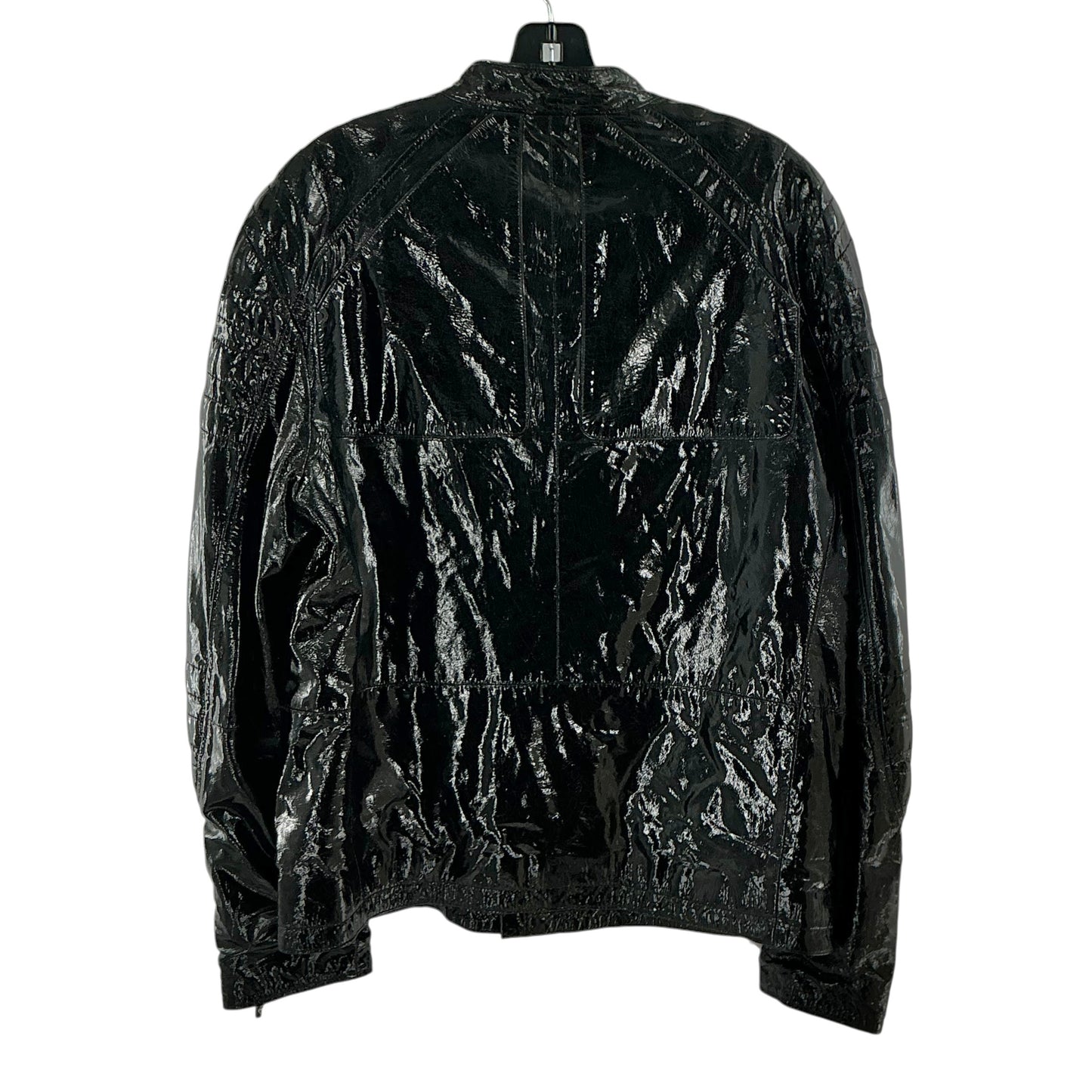 Jil Sander Black Glossy Textured Moto Blouson Jacket