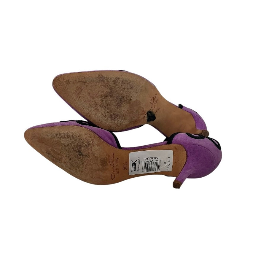Oscar de la Renta Purple Berdita Suede Evening Heels