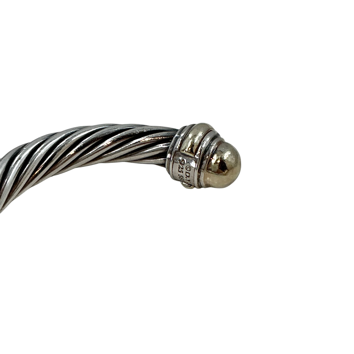 David Yurman Two-Tone Dome Classic Cable Cuff Bracelet 925 Sterling Silver 14K Gold