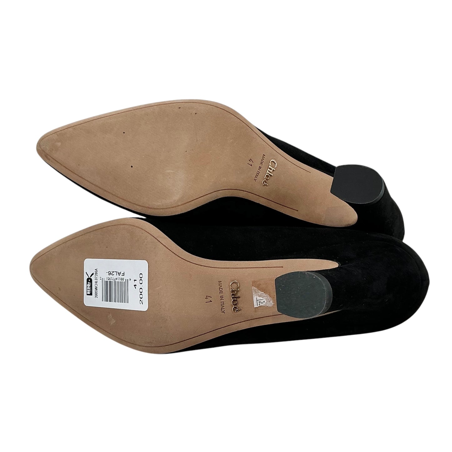 Chloé Oli Black Suede Pointed-Toe Comma Heel Pumps