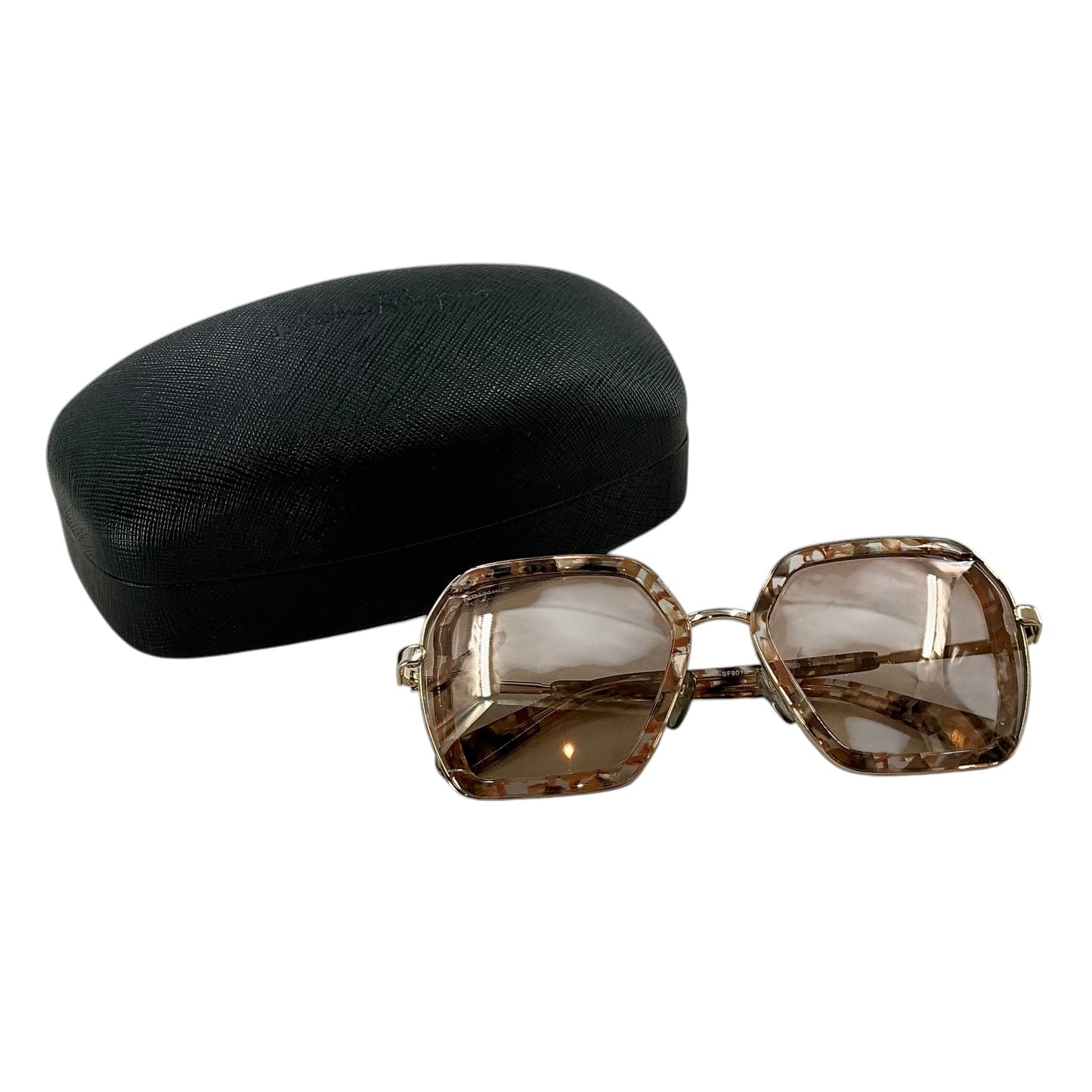 Salvatore Ferragamo SF901S Oversized Hexagonal Sunglasses - Brown Quartz