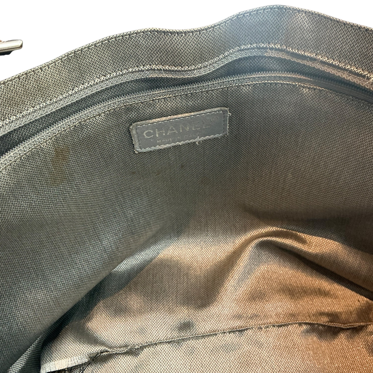 Vintage Chanel Black Lambskin Vertical Quilted Mademoiselle Large Ligne Tote Bag