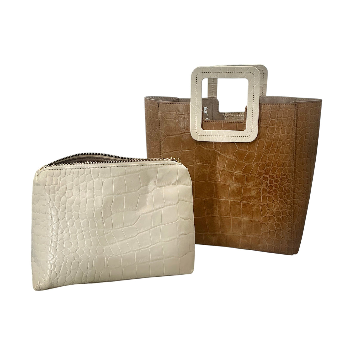 STAUD Shirley Croc-Embossed Leather Tote Bag
