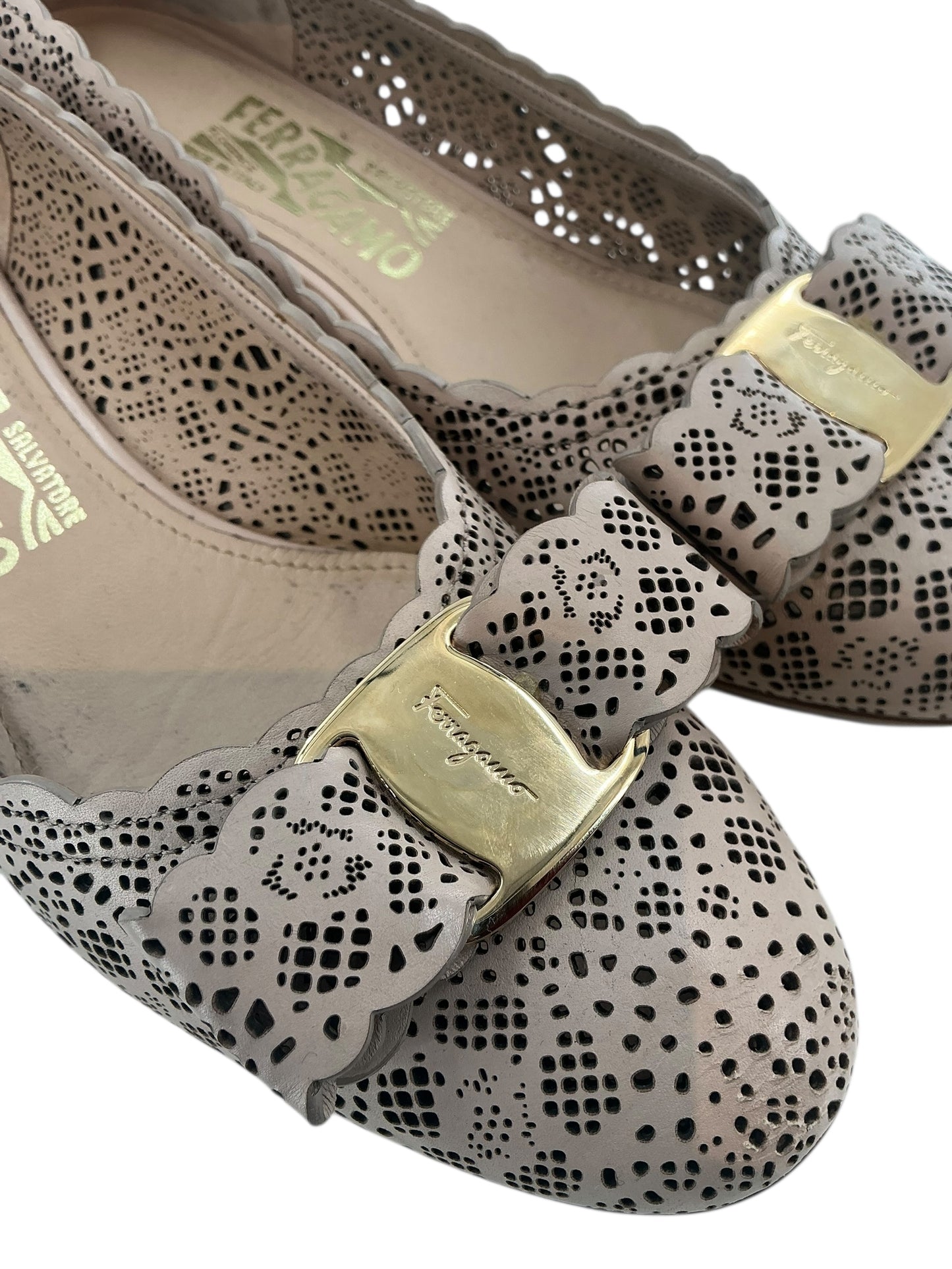 Salvatore Ferragamo Vera Bow Perforated Ballet Flats