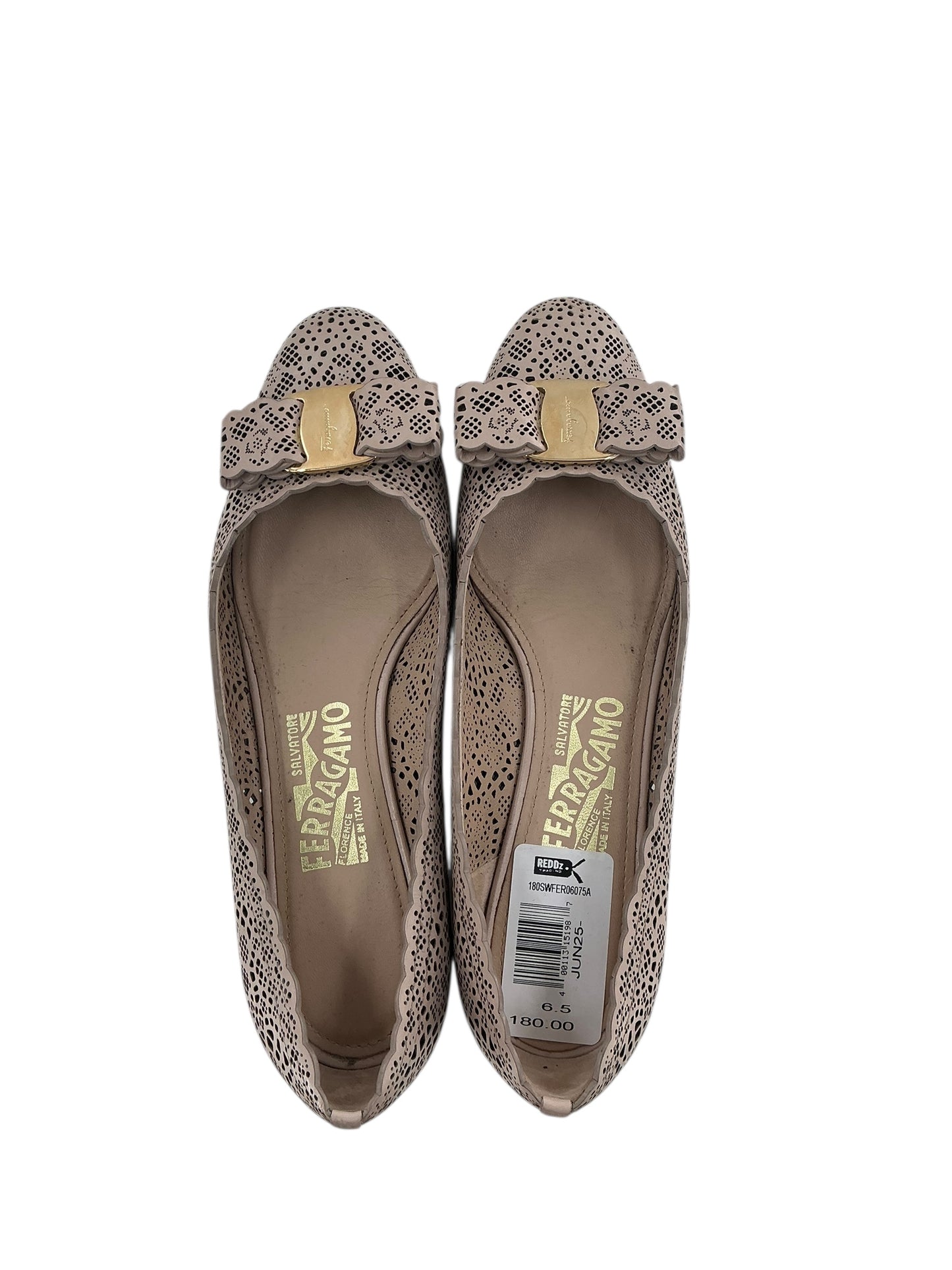 Salvatore Ferragamo Vera Bow Perforated Ballet Flats