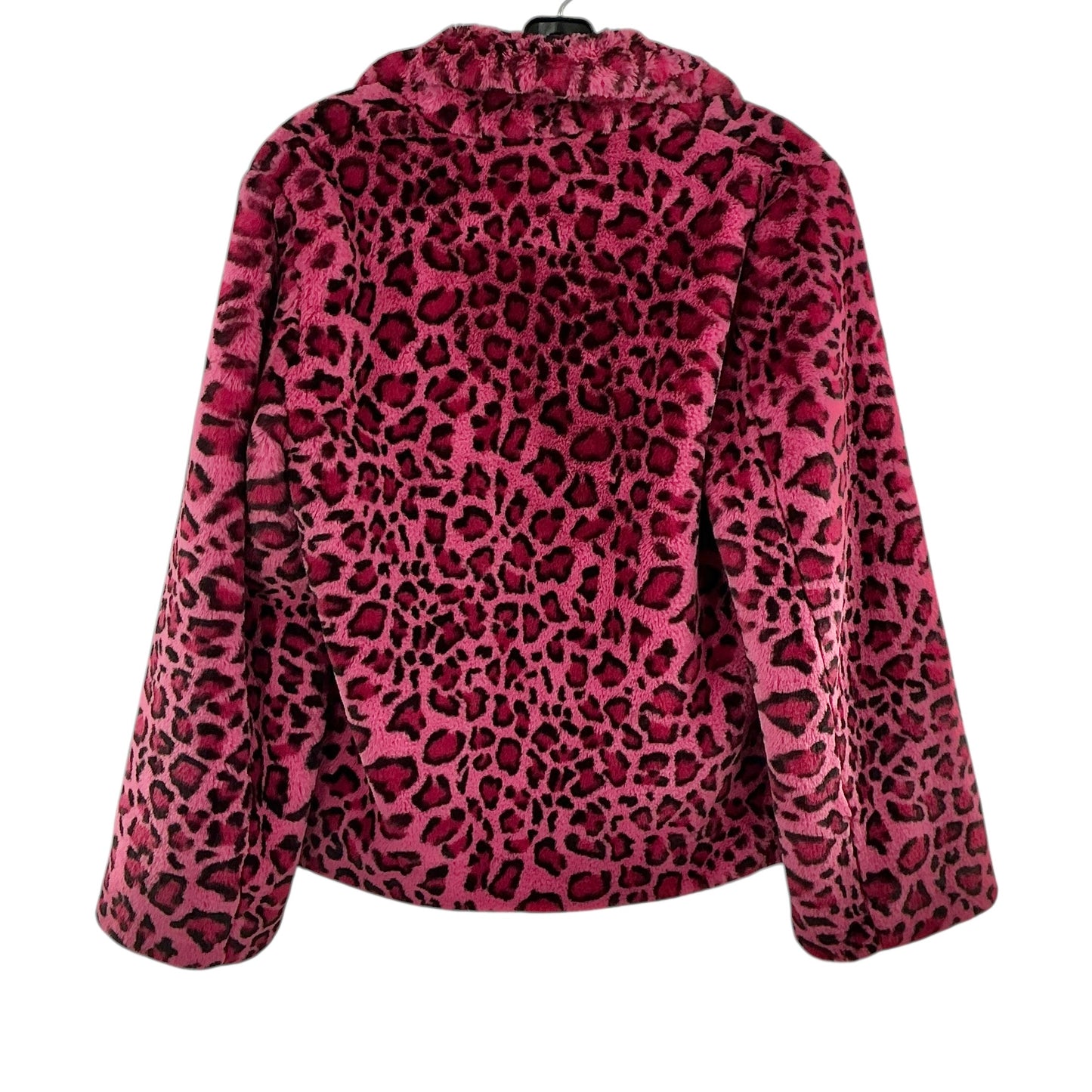 Zadig & Voltaire Lila Pink Leopard Print Faux Fur Statement Jacket