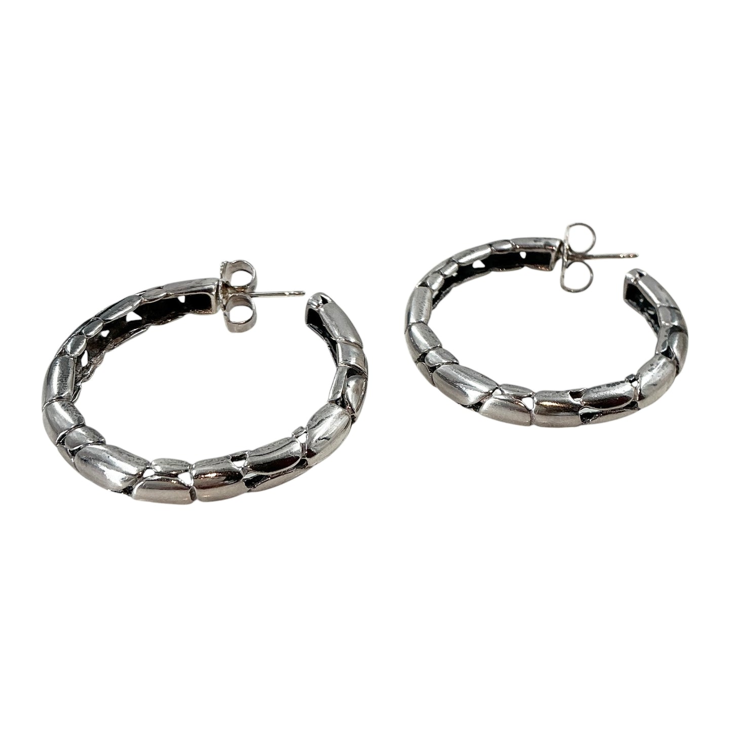 John Hardy Kali Pebble Hoop Earrings 925 Sterling Silver