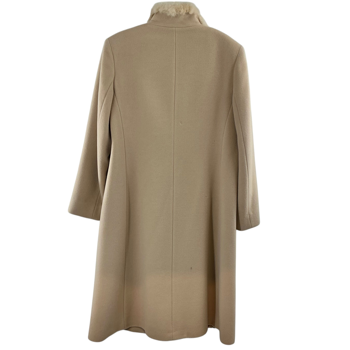 Cinzia Rocca Neutral Wool Chinchilla Fur Trimmed Long Dress Coat
