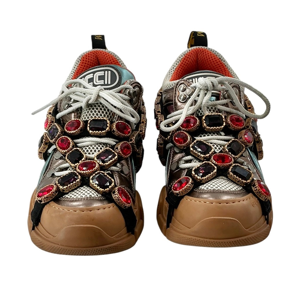 Gucci Flashtrek Metallic Leather & Mesh Sneakers