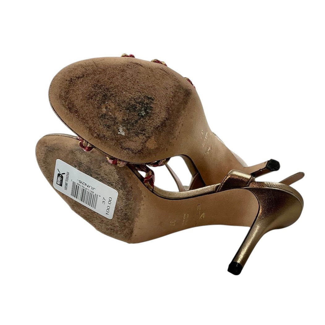 ETRO Gold Metallic Braided Strap Sandals