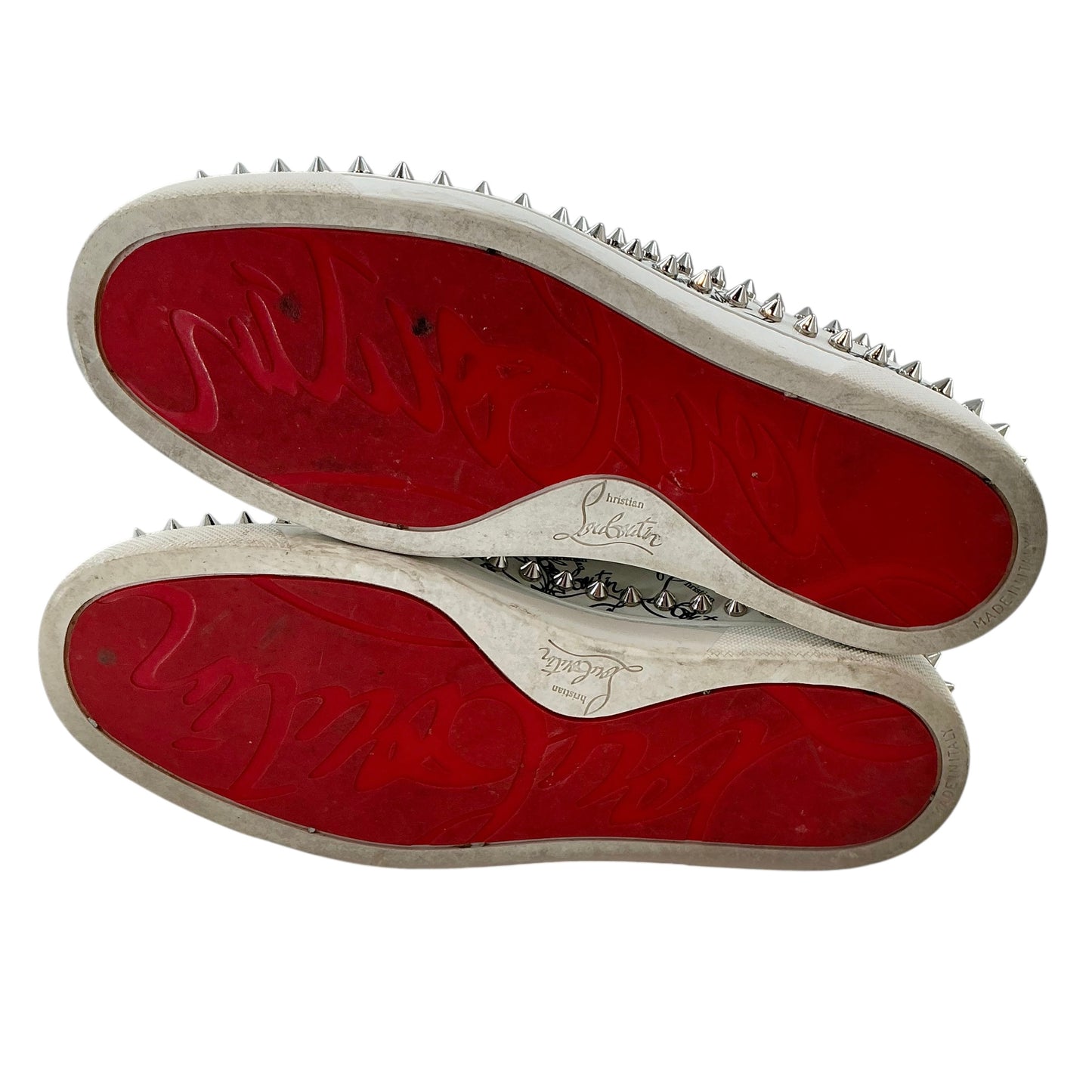 Christian Louboutin Pik Boat Spikes Patent Graffiti Slip-On Sneakers
