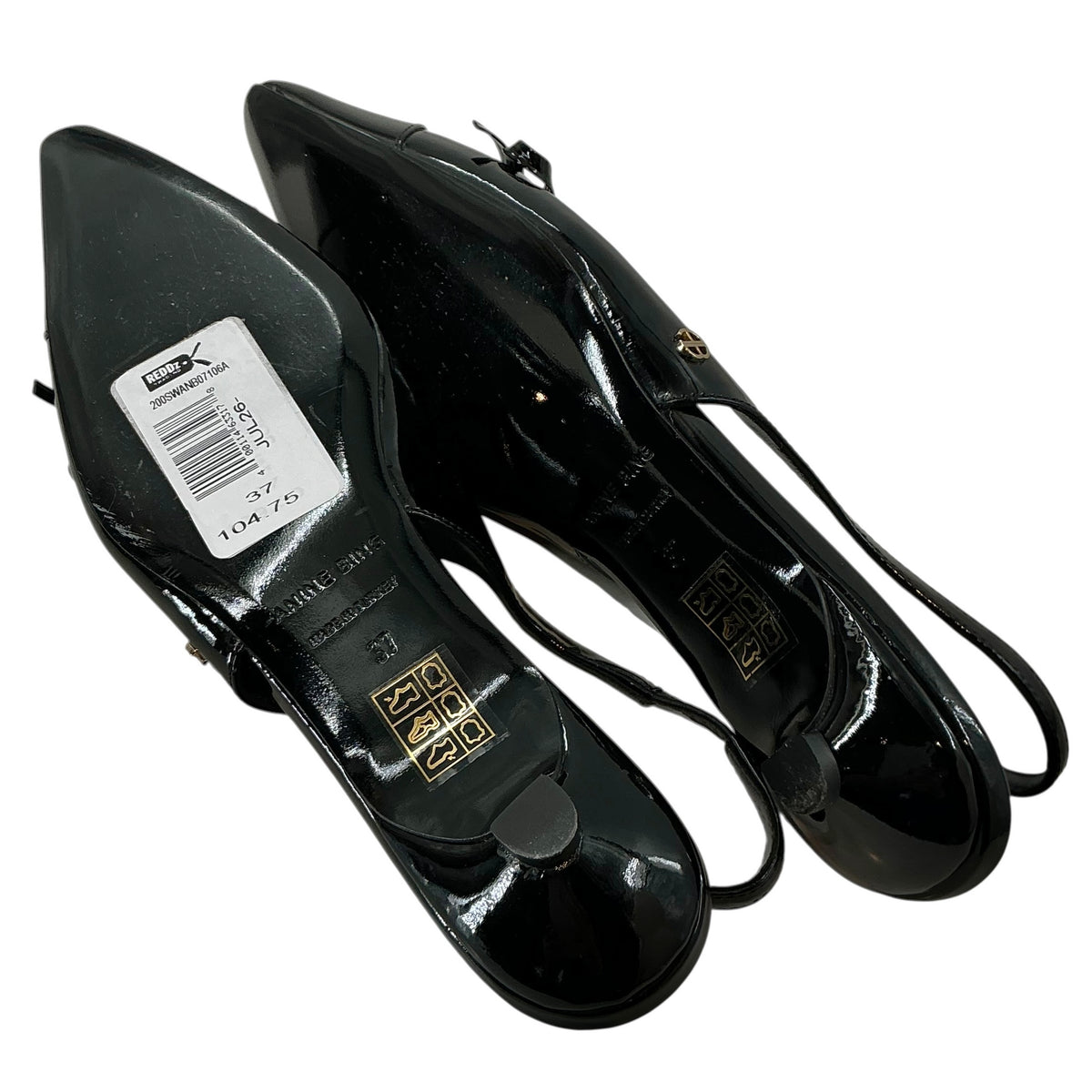 Anine Bing Zoey Patent Leather Slingback Kitten Heels