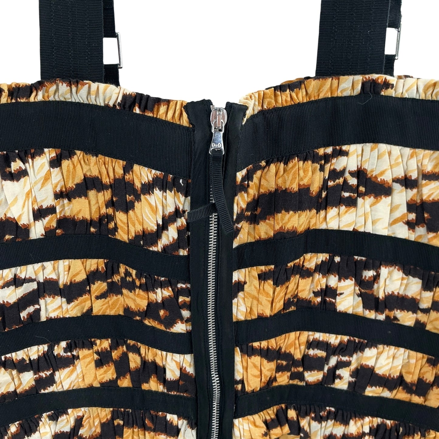 D&G Dolce & Gabbana Tiger Print Cotton Corset Dress