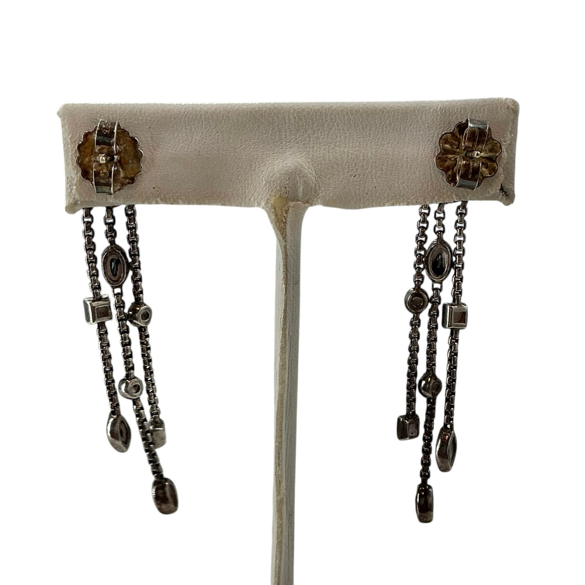 David Yurman Sterling Silver Onyx, Hematite & Diamond Confetti Chandelier Drop Earrings