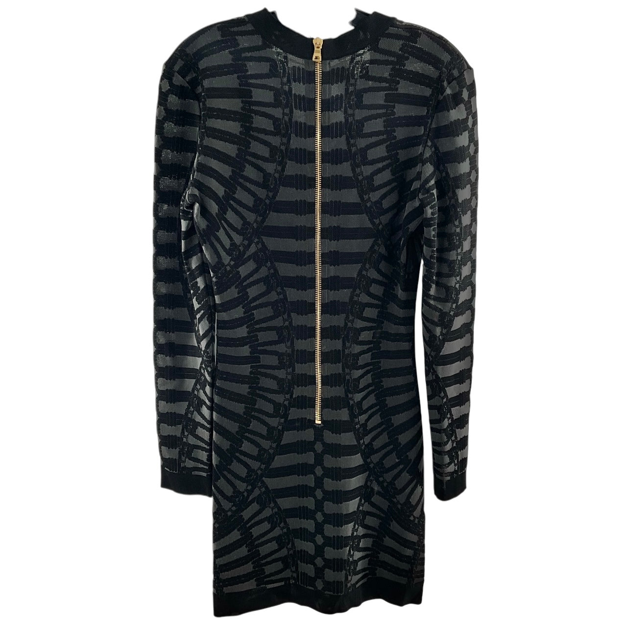 Balmain Black and Grey Laced Front Mini Dress