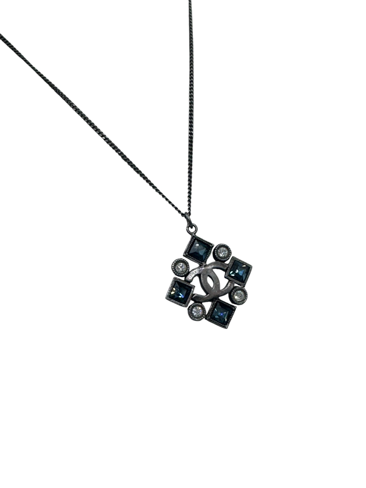 Chanel 2006 CC Blue Rhinestone Necklace