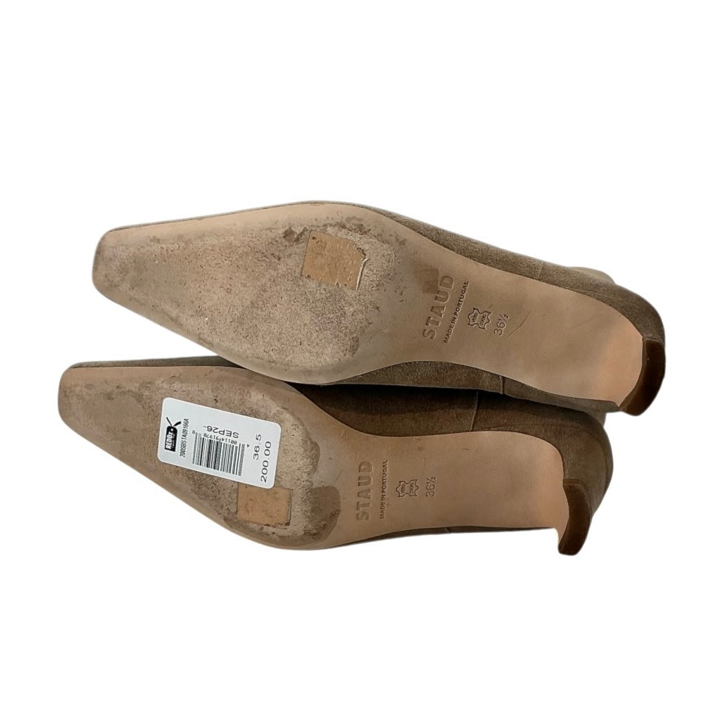 STAUD Wally Suede Knee-High Boots in Dune / Tan
