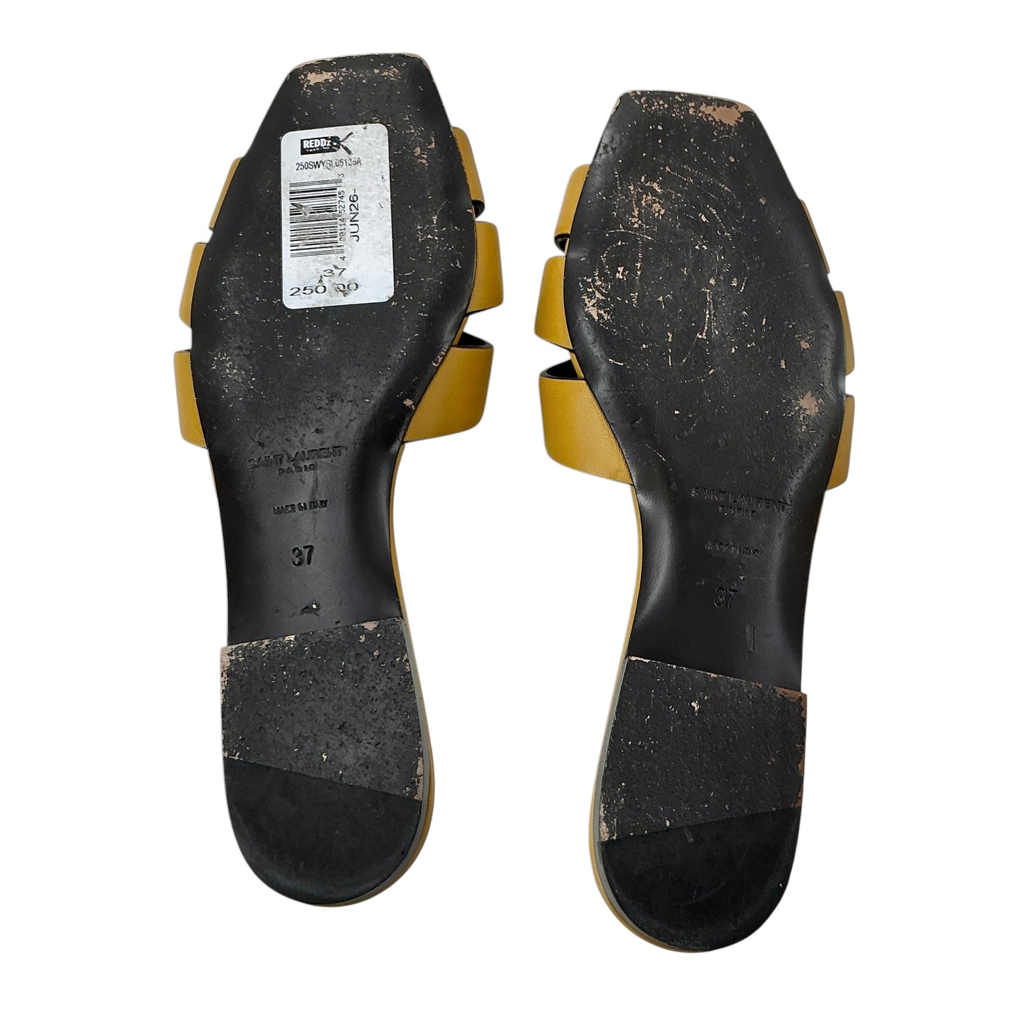 Saint Laurent Yellow Tribute Mules Flat Sandals