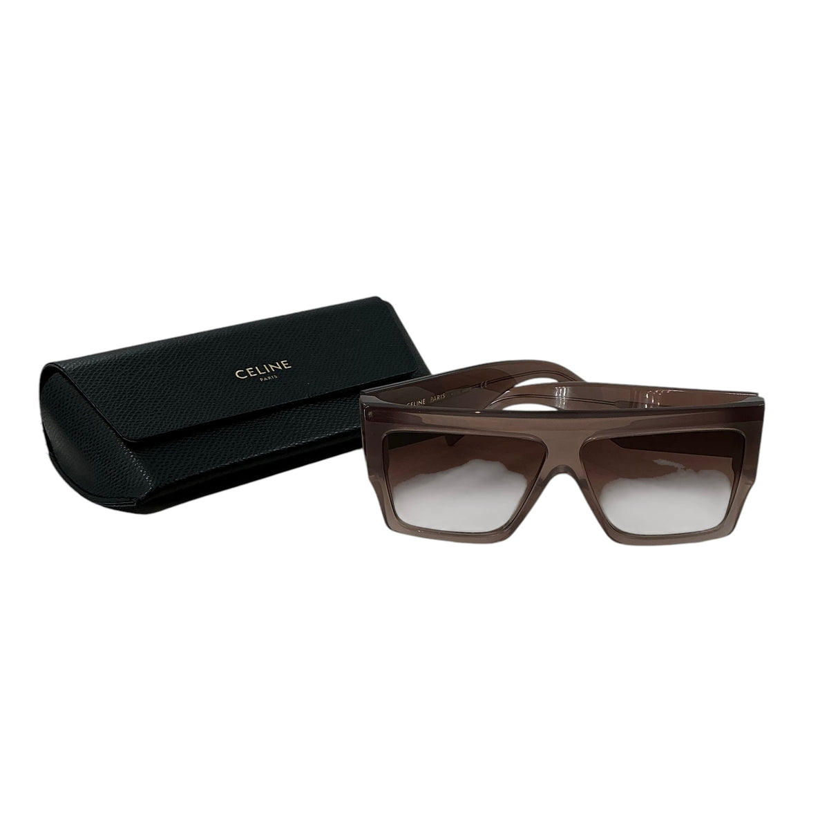 CELINE CL40092I Oversized Flat-Top Square Sunglasses – Transparent Brown Acetate