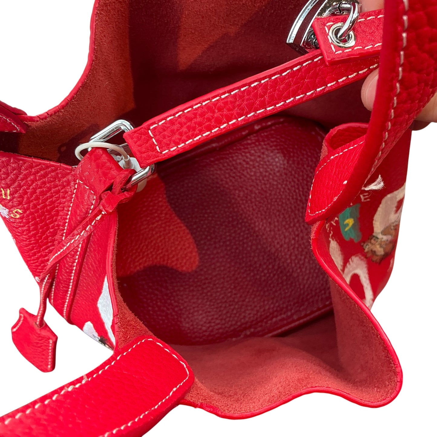 Guernika Hand-Painted Red Leather "Snow White" Cube Bag