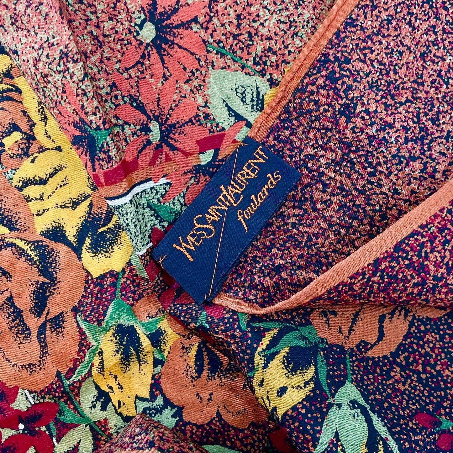 Yves Saint Laurent Floral Rose Silk Square Scarf